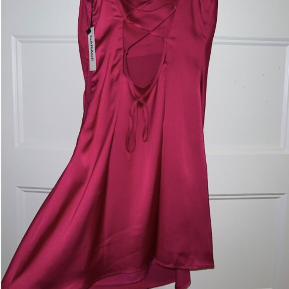 Hot pink mini slip dress with open tie back - Picture 3 of 3